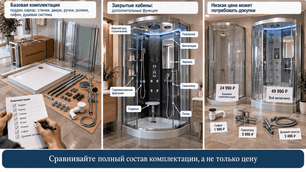 Что входит в комплектацию душевой кабины