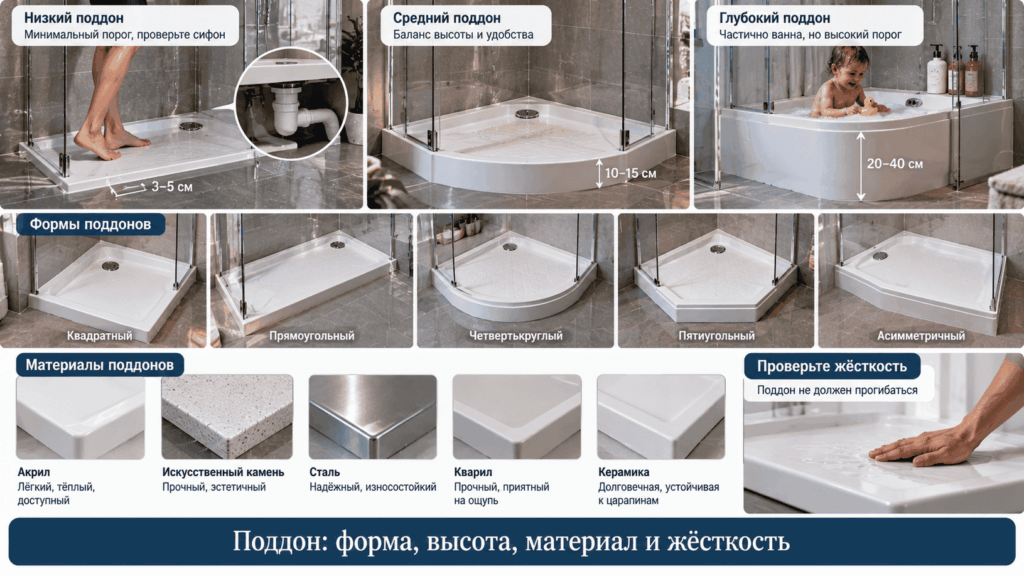 Как выбрать поддон для душевой кабины