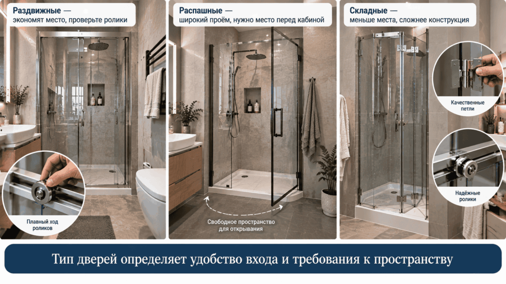 Какие двери выбрать для душевой кабины