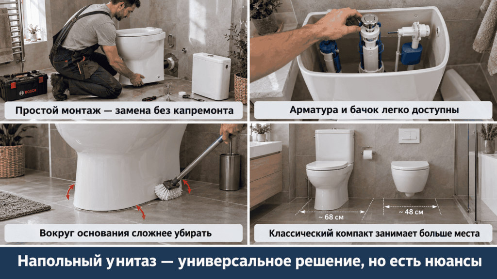 Напольный унитаз плюсы и минусы