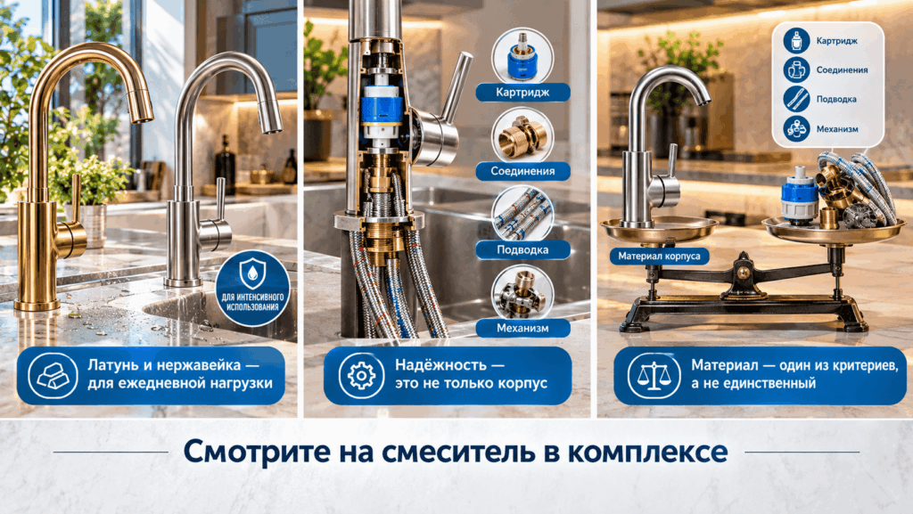 Какой материал смесителя лучше для кухни