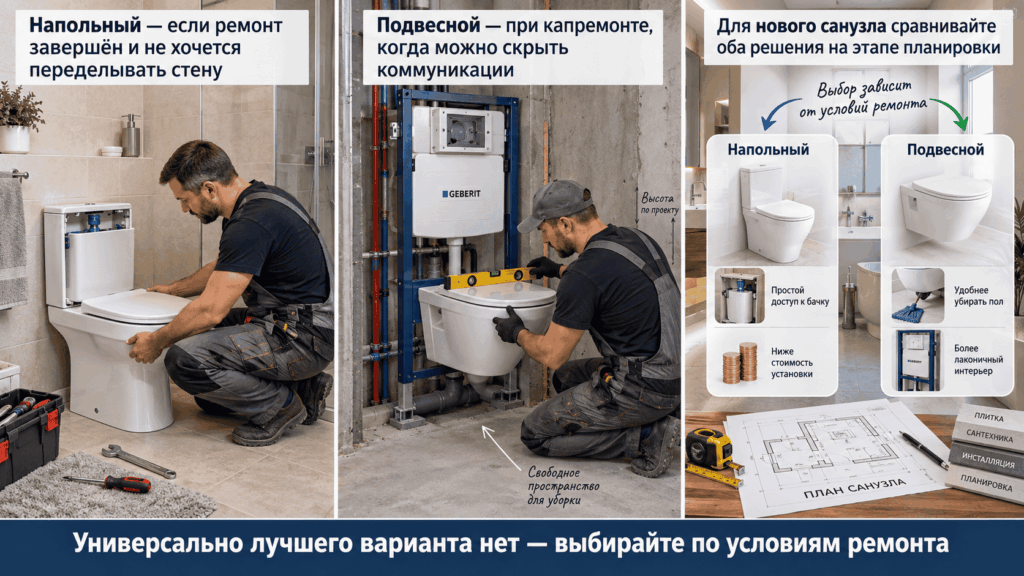 Напольный и подвесной унитаз купить недорого